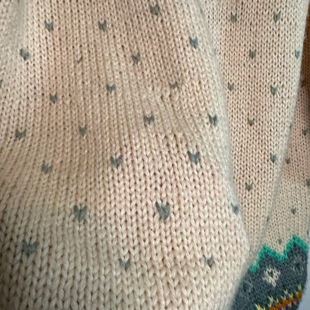 Gorgeous Vintage Nordic, ski lodge Handknit Wool blend Fair Isle sequins sweater - Picture 9 of 9